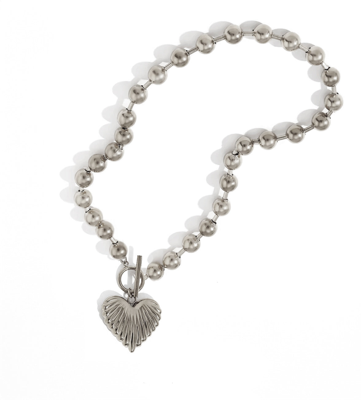 Zelda White Gold Necklace - Art Deco Heart Pendant