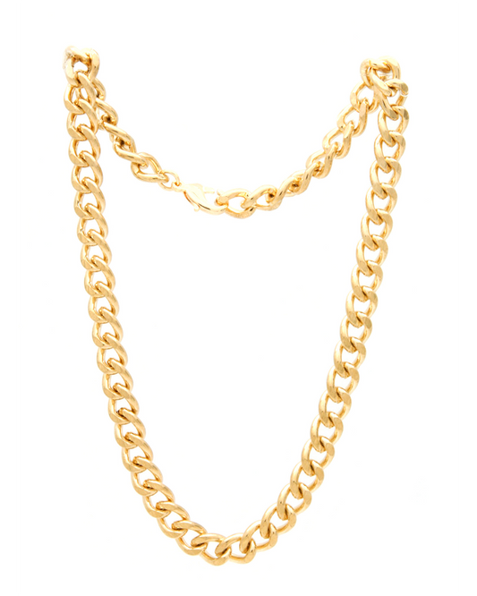 14k gold plated chunky cuban link statement chain necklace