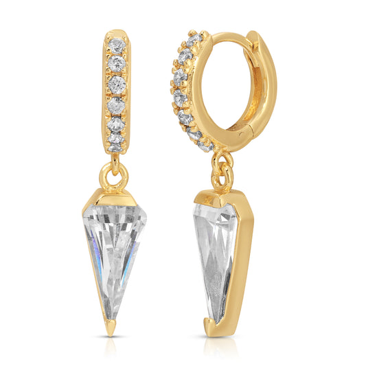 Fiona Pave Huggie Hoop with Diamond Dangle