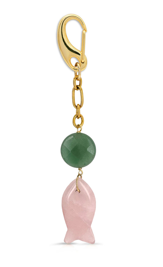 Sea of Love Rose Quartz Fish Bag Charm